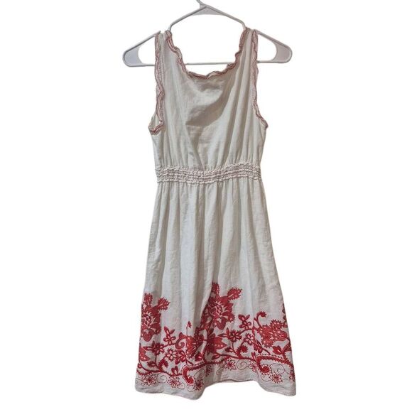 Max Studio Women's White Cotton Knit w Red Embroidery Sleeveless Lined Dress EUC - Picture 11 of 13